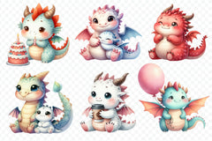 Cute Baby Dragon Valentine Clipart Bundle - CraftNest - Digital Crafting and Art