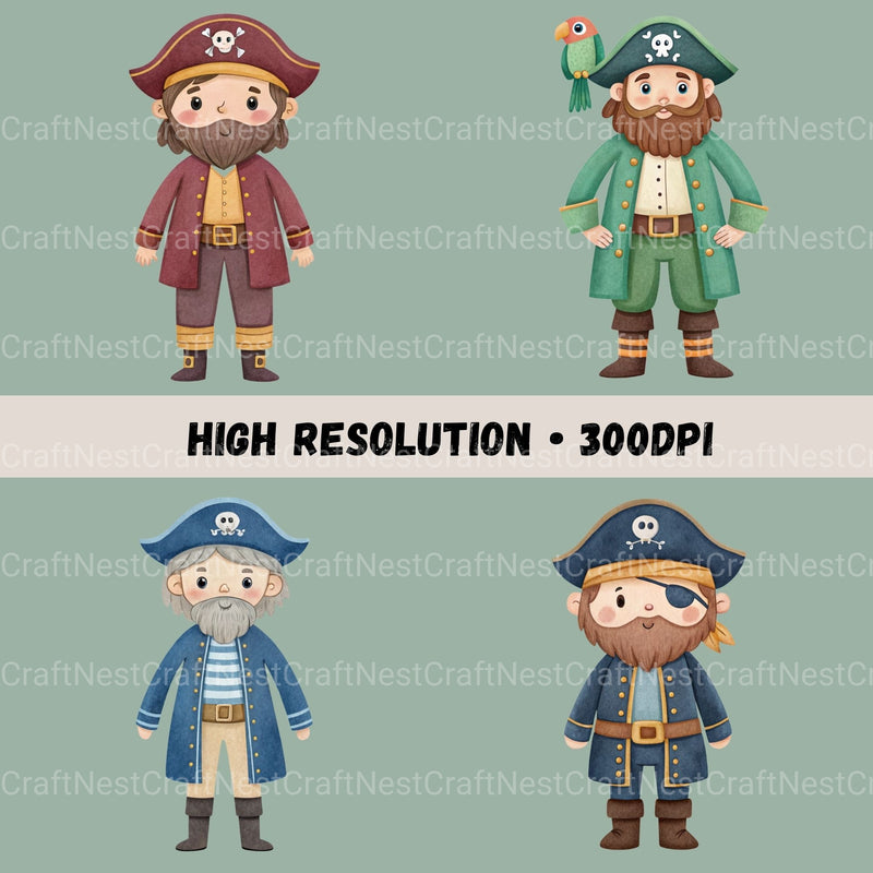 Pirates Little Boys Clipart Bundle - CraftNest - Digital Crafting and Art