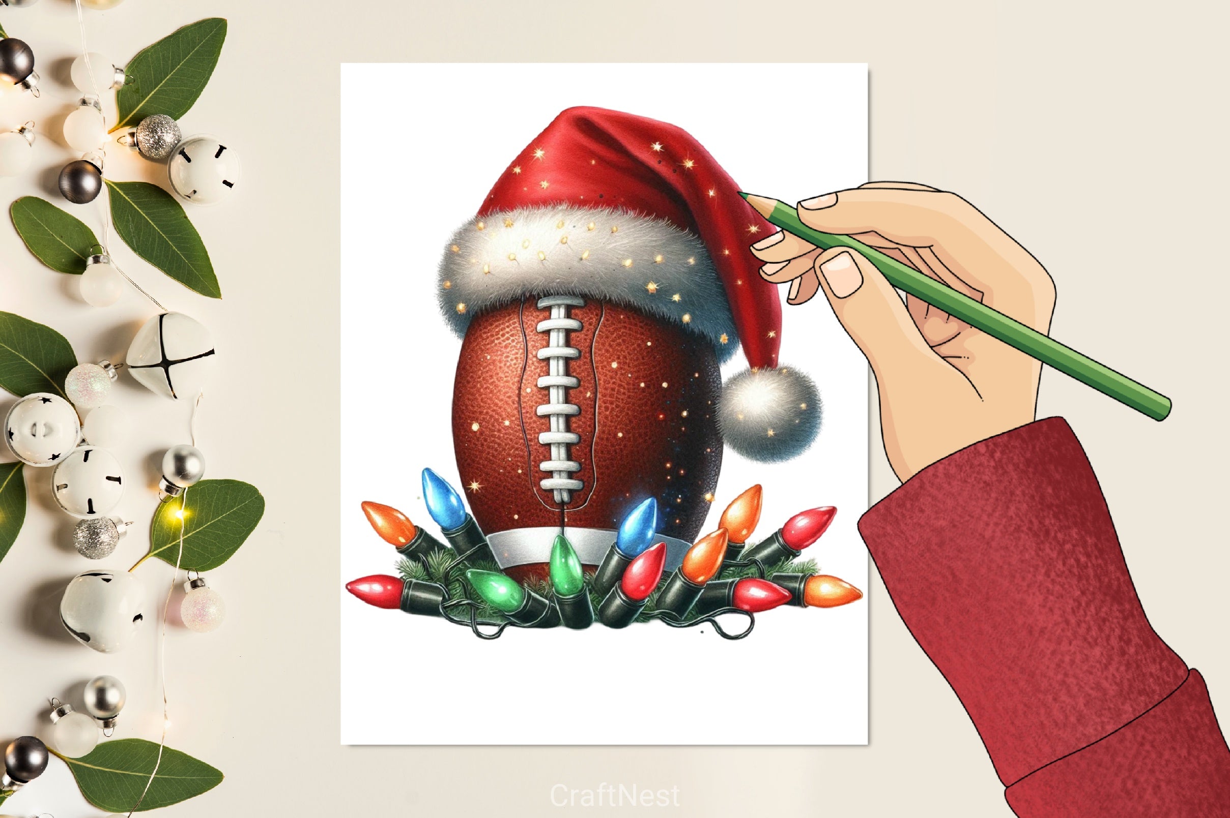 Football Santa Hat Clipart Bundle - CraftNest - Digital Crafting and Art