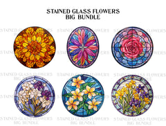 Stained Glass Flowers Clipart - CraftNest