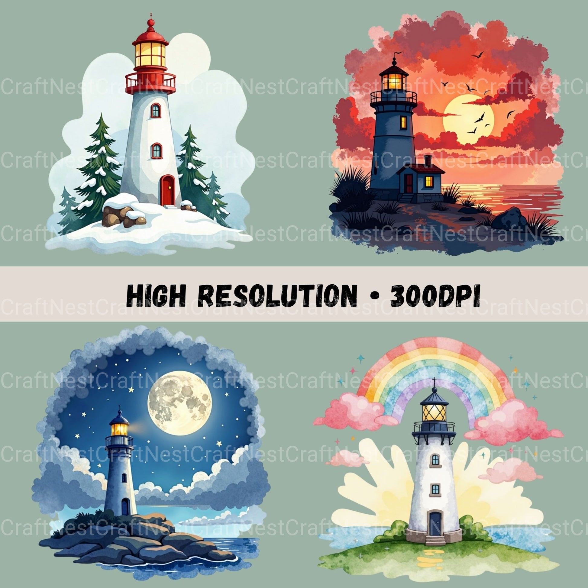 Lighthouses Clipart Bundle - CraftNest - Digital Crafting and Art
