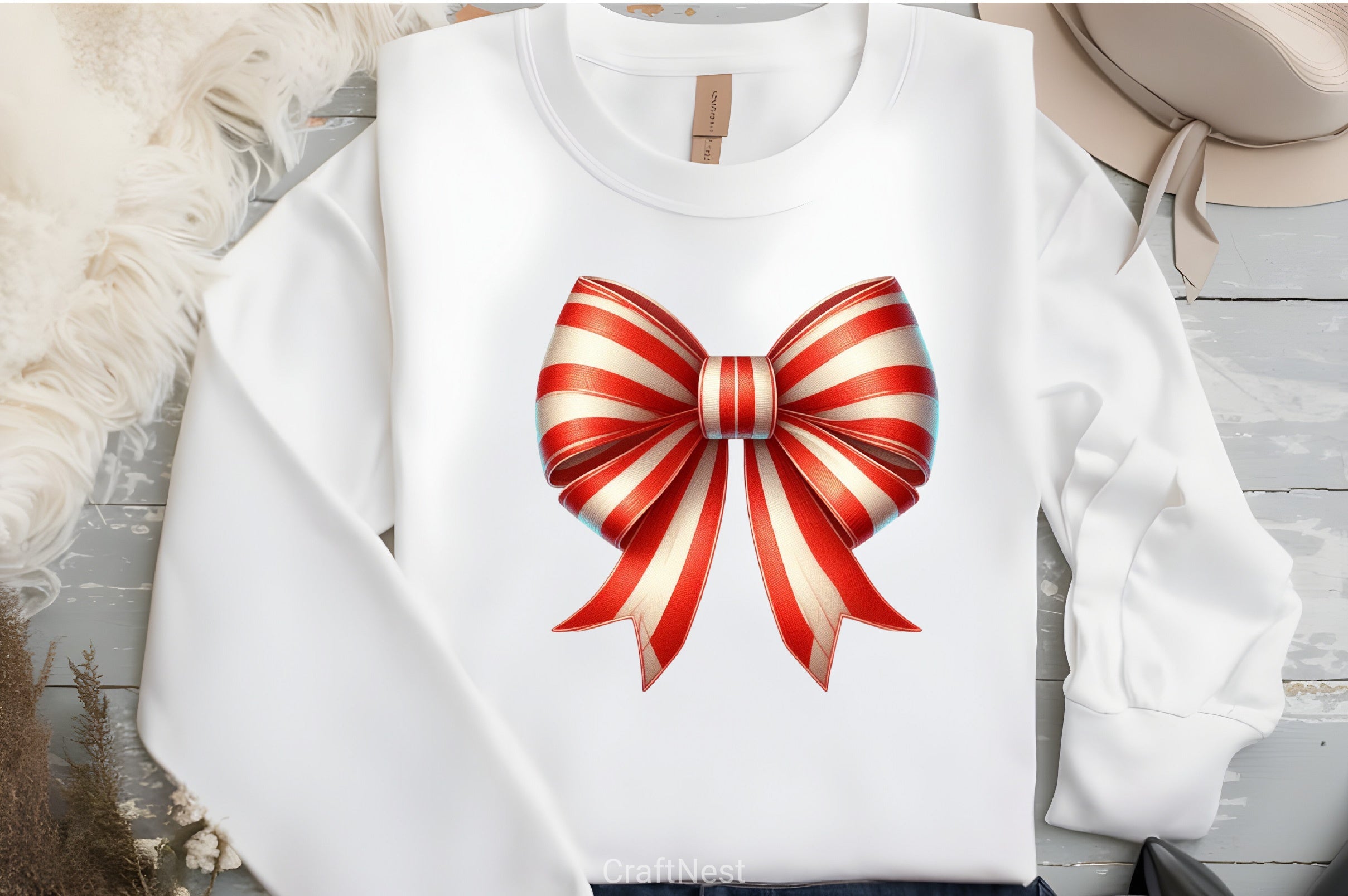 Christmas Candy Cane Bows Clipart Bundle - CraftNest - Digital Crafting and Art