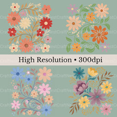 Abstract Boho Flowers Clipart Bundle - CraftNest - Digital Crafting and Art
