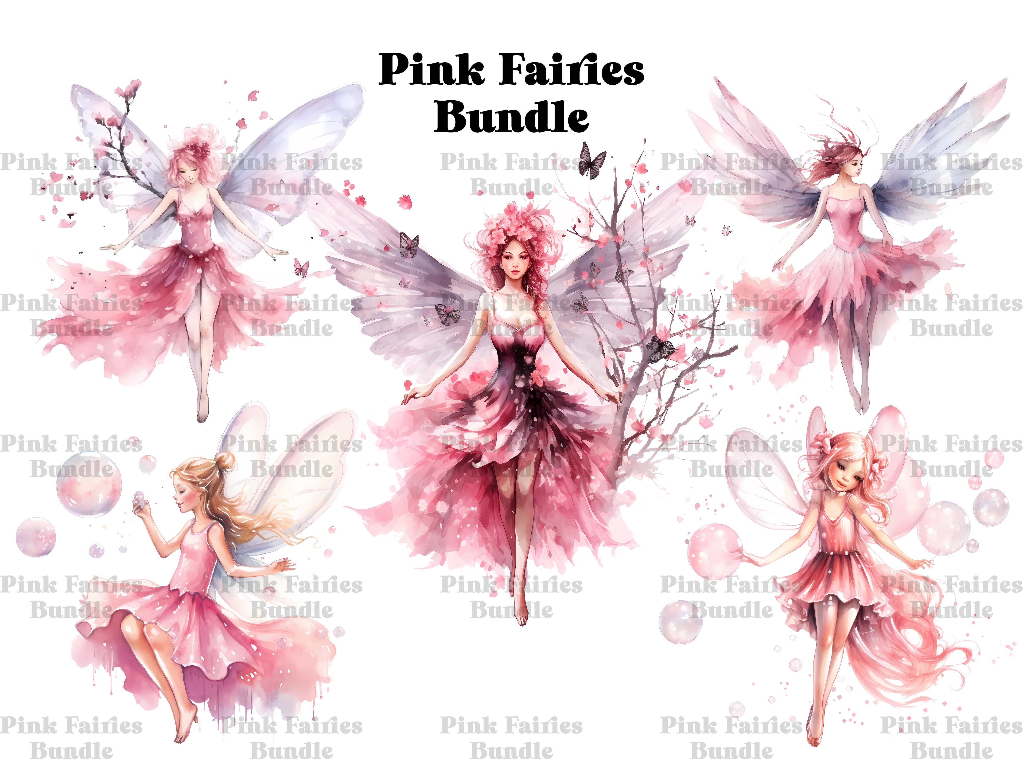 Pink Fairies Clipart - CraftNest