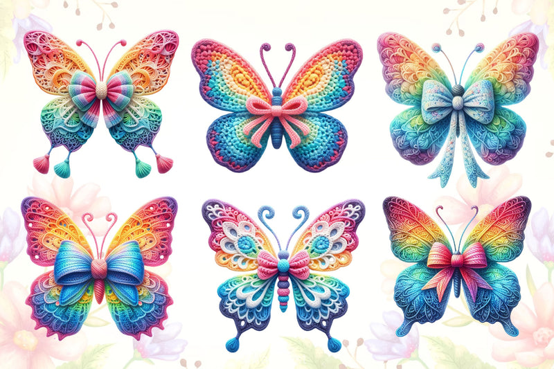 Crochet Butterfly Clipart Bundle 3 - CraftNest - Digital Crafting and Art