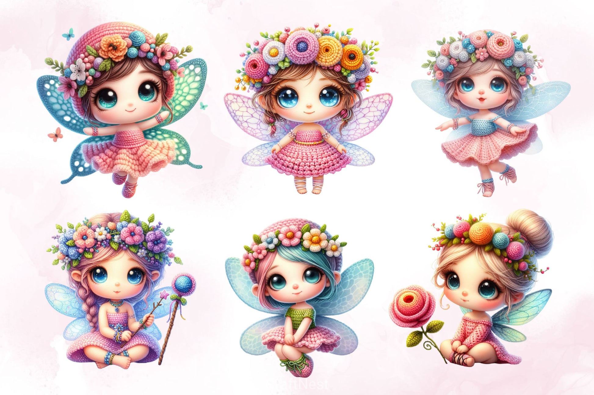 Crochet Fairy Girl Clipart Bundle - CraftNest - Digital Crafting and Art