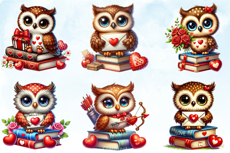 Cute Valentine Owl Clipart Bundle - CraftNest - Digital Crafting and Art
