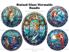 Stained Glass Mermaids Clipart - CraftNest