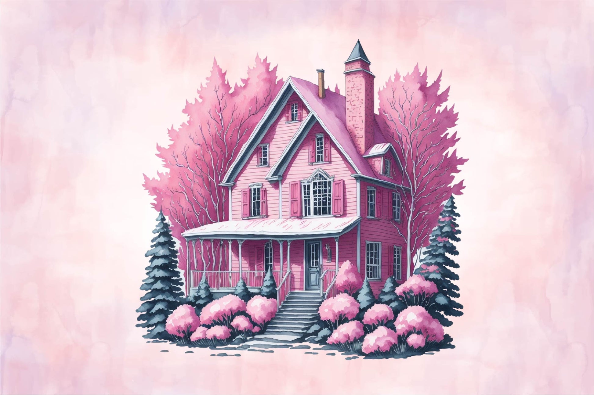 Pink Christmas House Clipart Bundle - CraftNest - Digital Crafting and Art