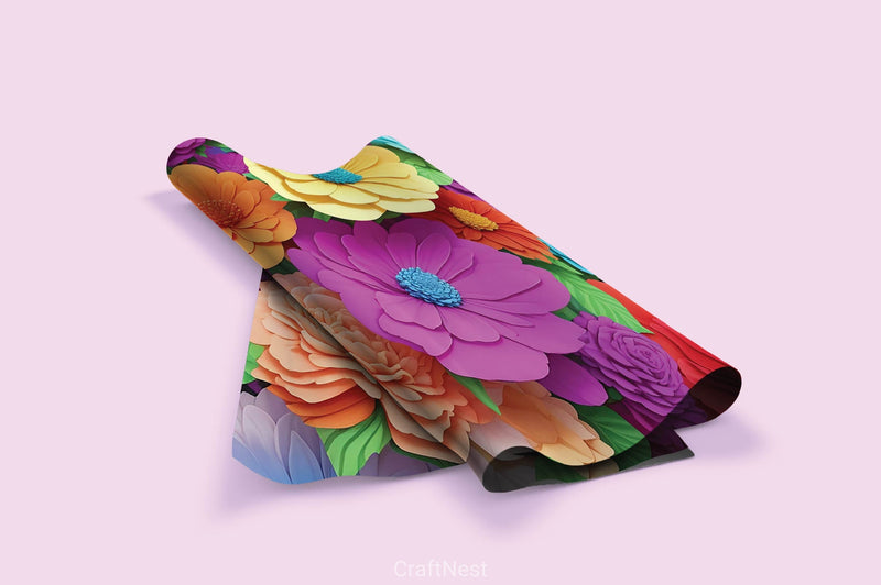 3D Flowers Digital Papers 2 - CraftNest - Digital Crafting and Art