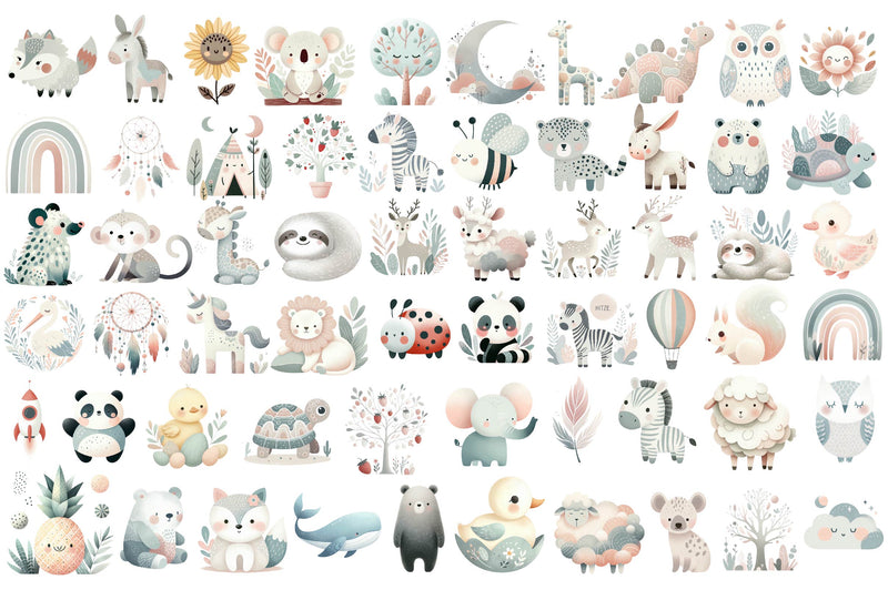 Boho Doodle Baby Clipart Bundle - CraftNest - Digital Crafting and Art