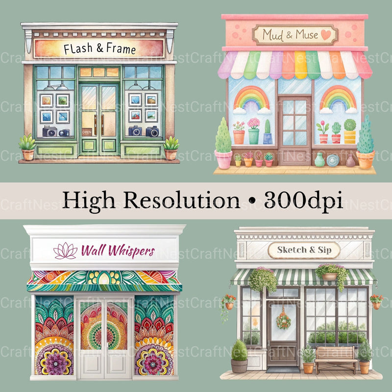 Village Shops Artist'S Alley Clipart Bundle - CraftNest - Digital Crafting and Art