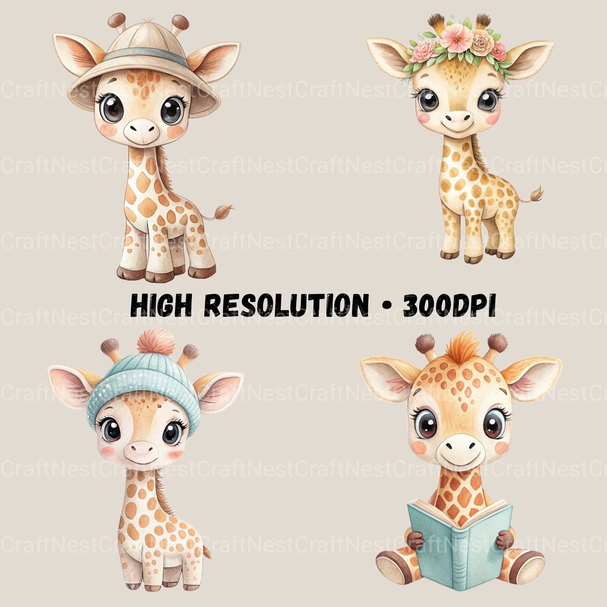 Cute Giraffes Clipart Bundle - CraftNest - Digital Crafting and Art