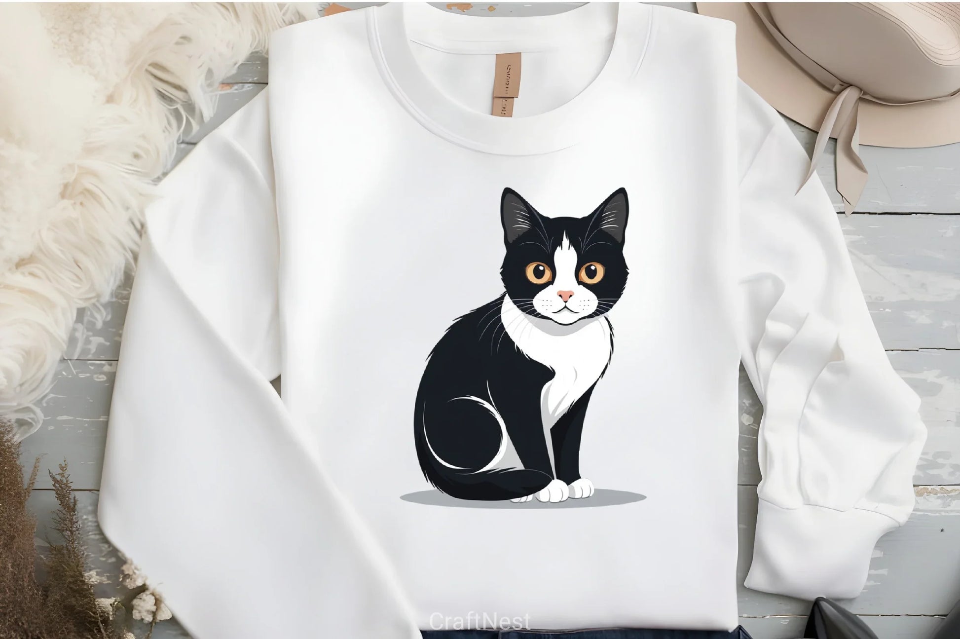 Cute Black & White Cat Clipart Bundle - CraftNest - Digital Crafting and Art