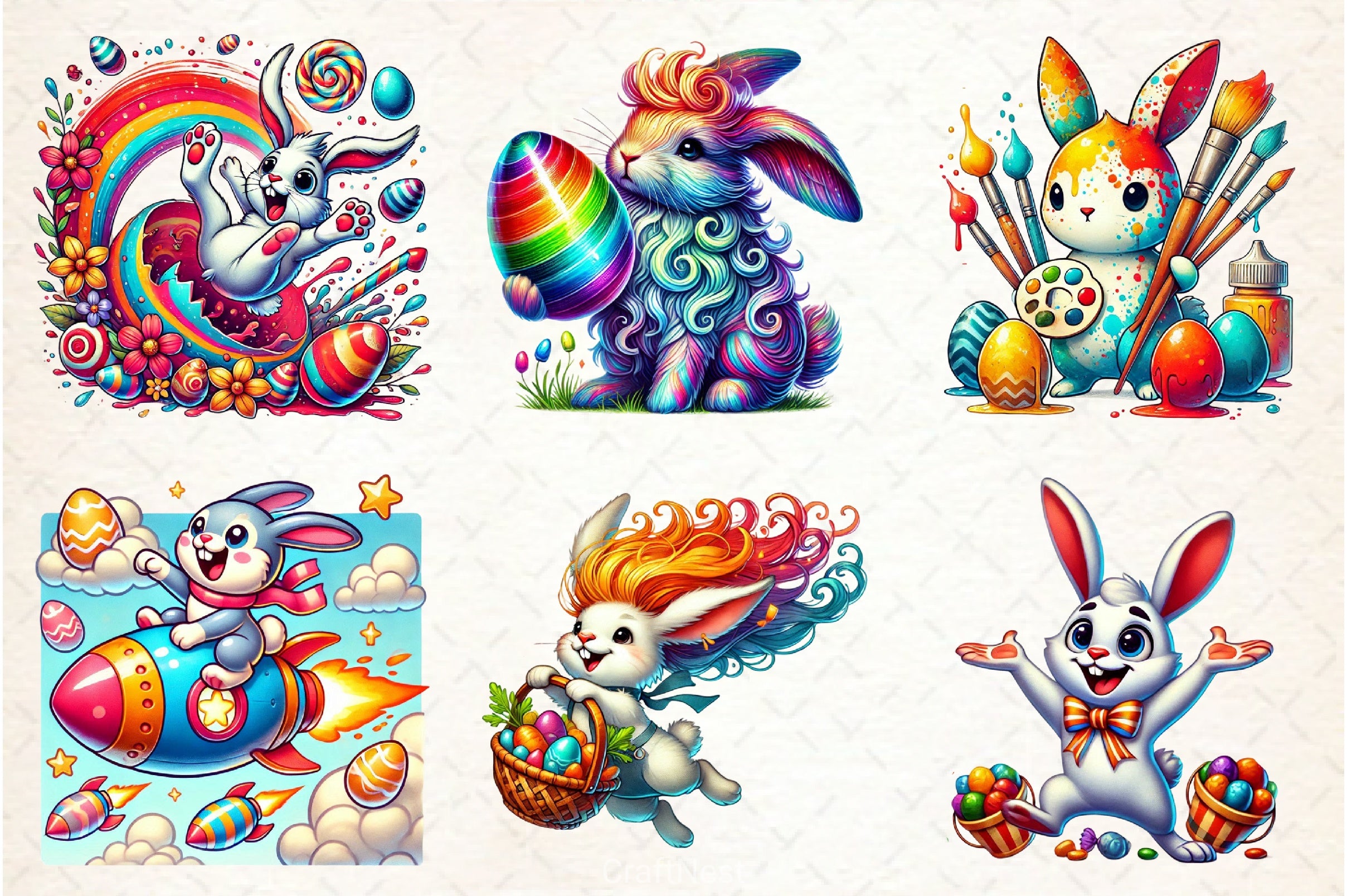 Funny Easter Bunnies Clipart Bundle - CraftNest - Digital Crafting and Art