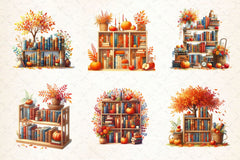 Autumn Bookshelf Clipart Bundle - CraftNest - Digital Crafting and Art