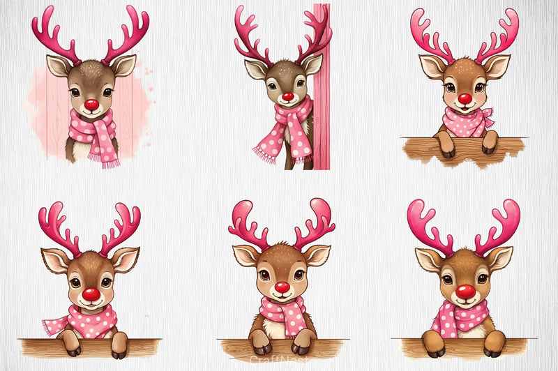 Peeking Reindeer Clipart Bundle - CraftNest - Digital Crafting and Art