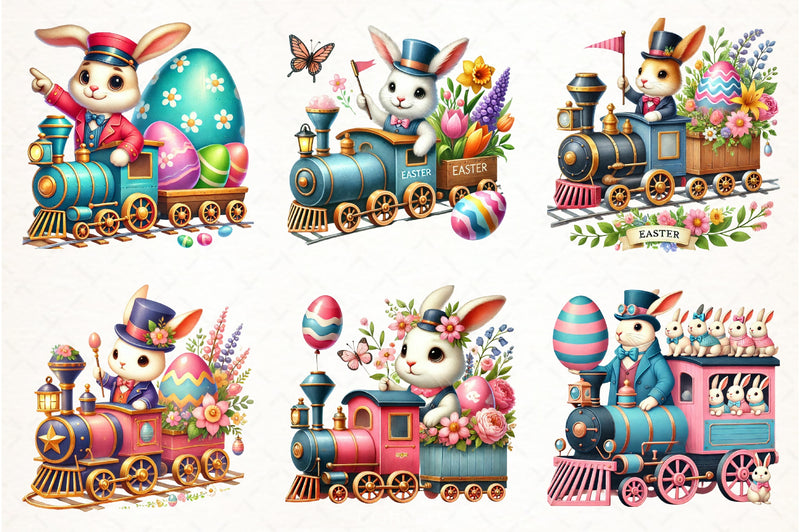 Easter Bunny Train Clipart Bundle - CraftNest - Digital Crafting and Art