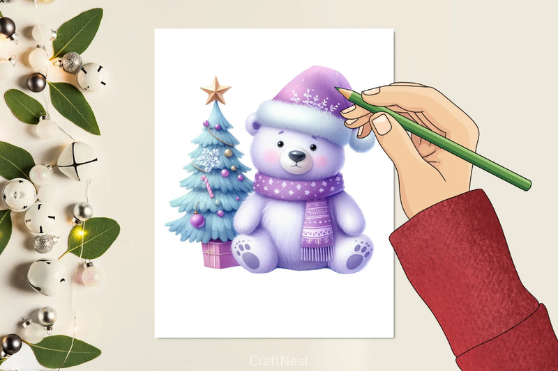 Christmas Polar Bear Clipart Bundle 1 - CraftNest - Digital Crafting and Art