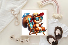Cute Squirrel Beach Clipart Bundle - CraftNest - Digital Crafting and Art
