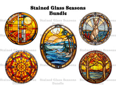 Stained Glass Seasons Clipart - CraftNest