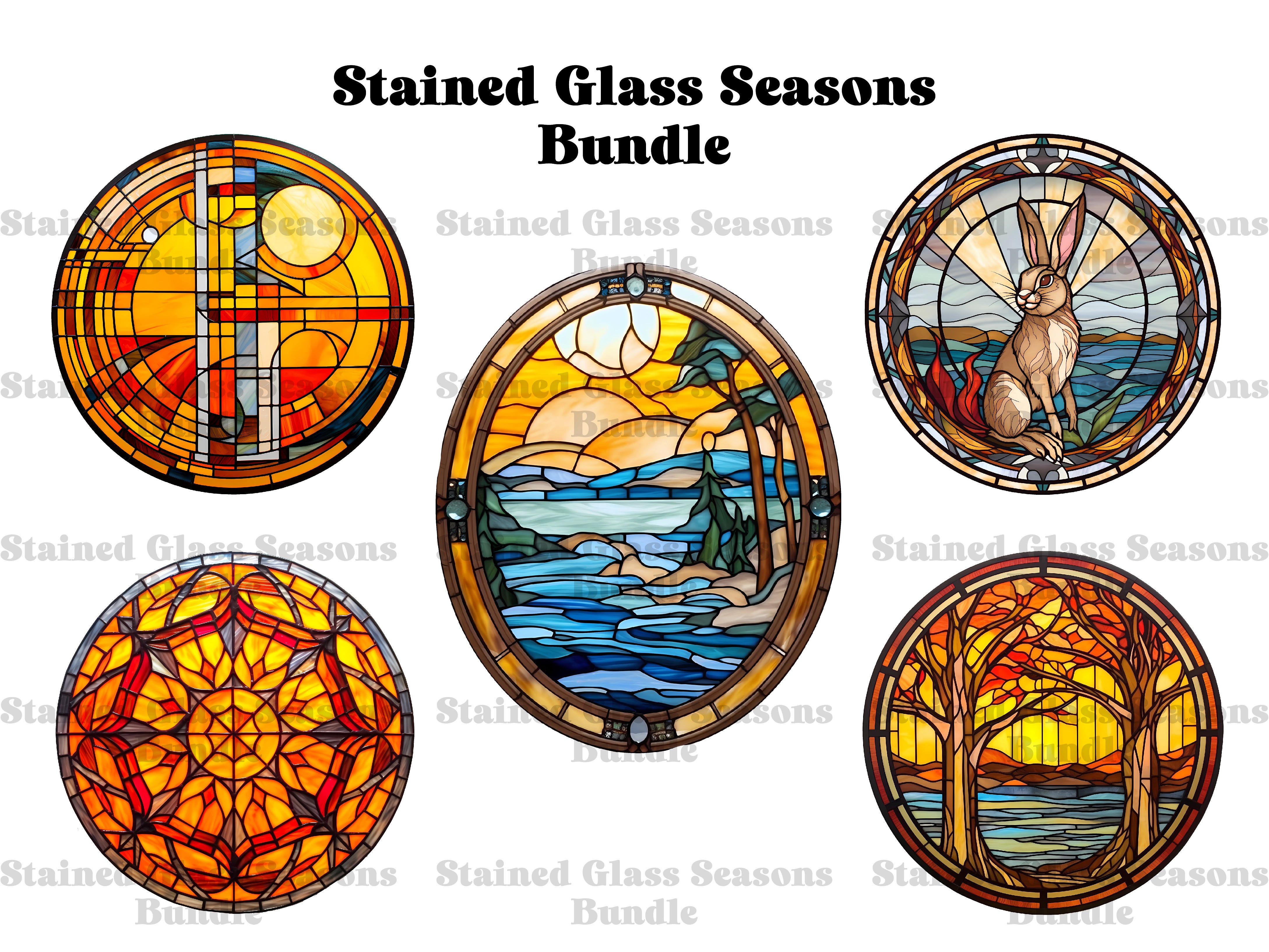 Stained Glass Seasons Clipart - CraftNest