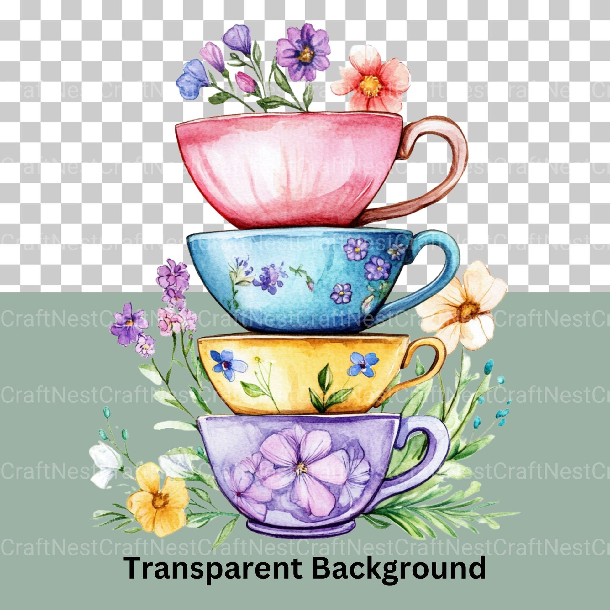 Teacups Clipart Bundle - CraftNest - Digital Crafting and Art