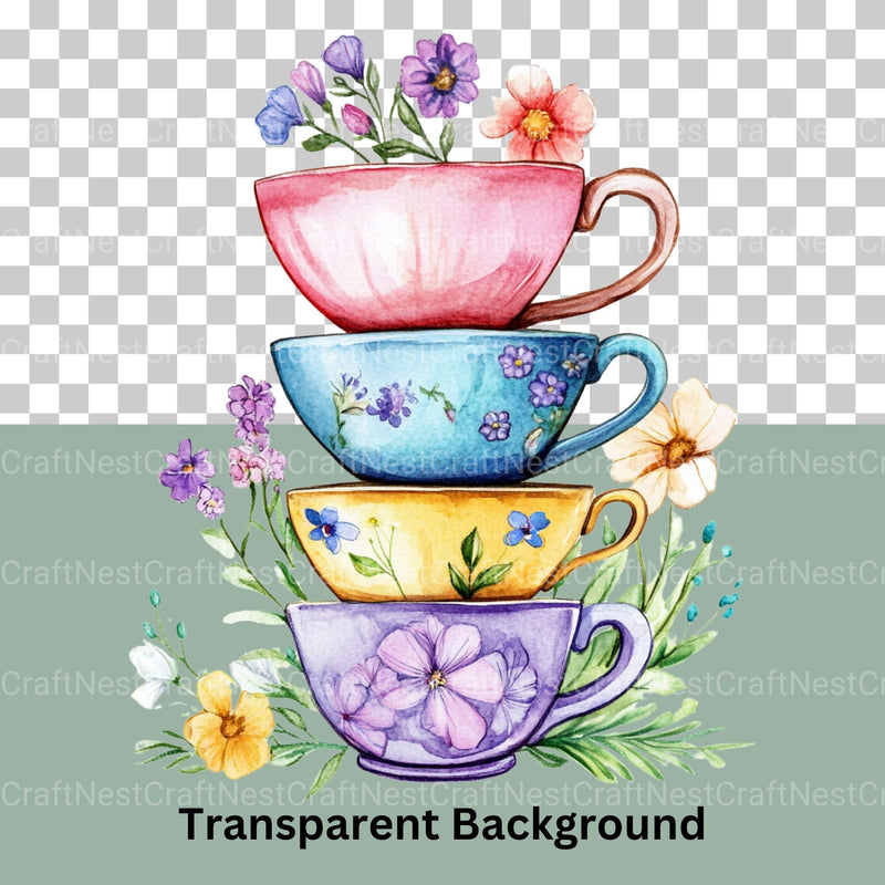 Teacups Clipart Bundle - CraftNest - Digital Crafting and Art