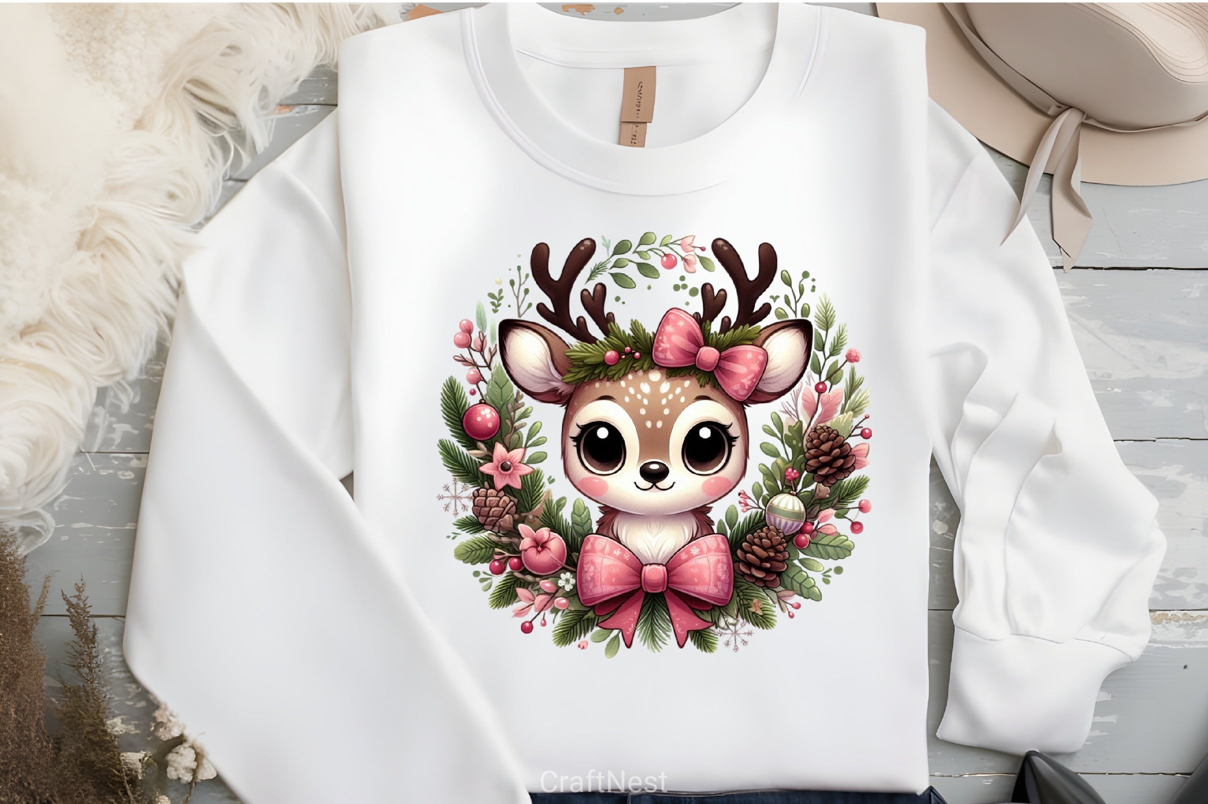 Christmas Reindeer Wreath Clipart Bundle - CraftNest - Digital Crafting and Art