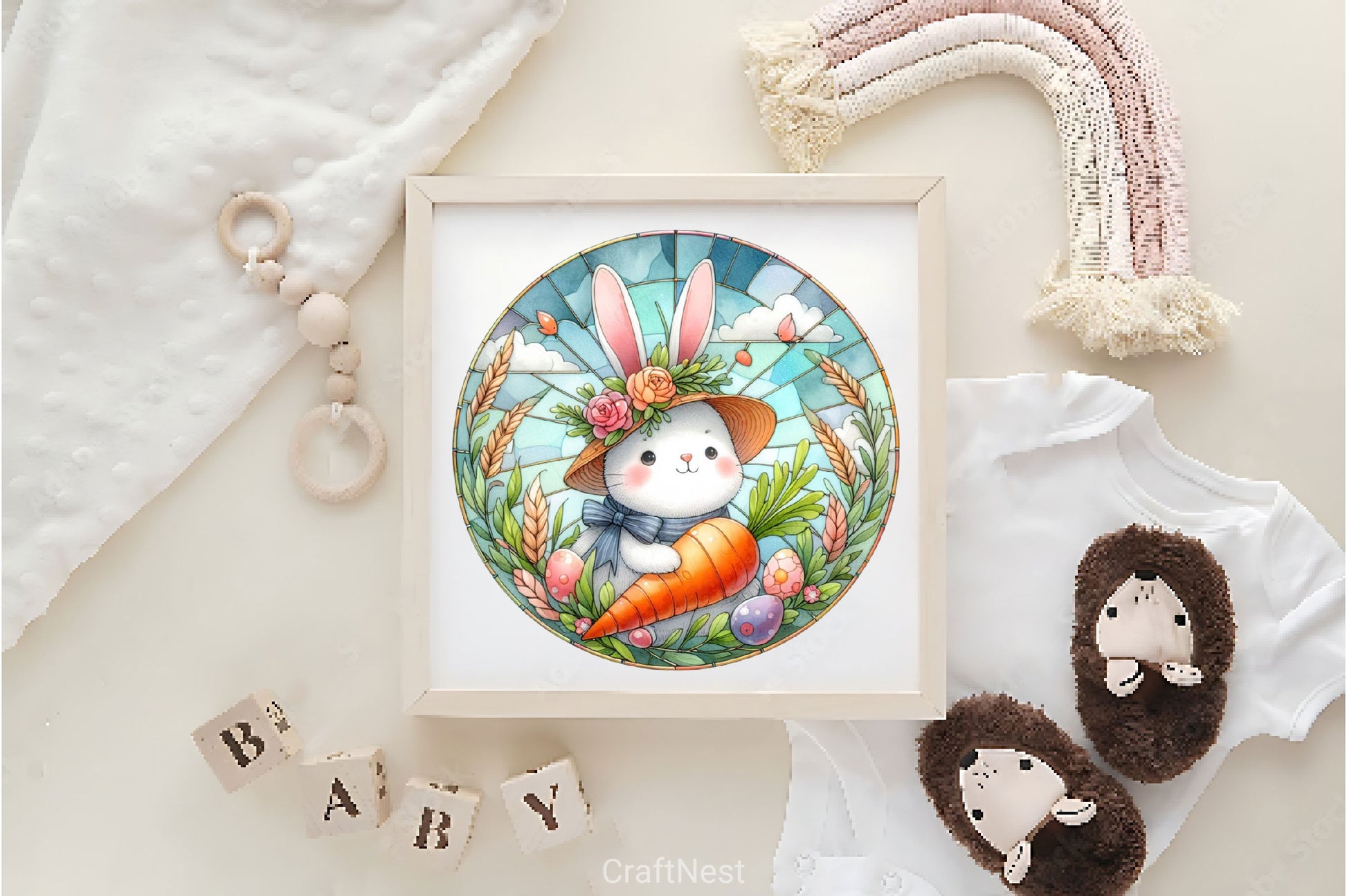 Stained Glass Easter Bunny Clipart Bundle - CraftNest - Digital Crafting and Art