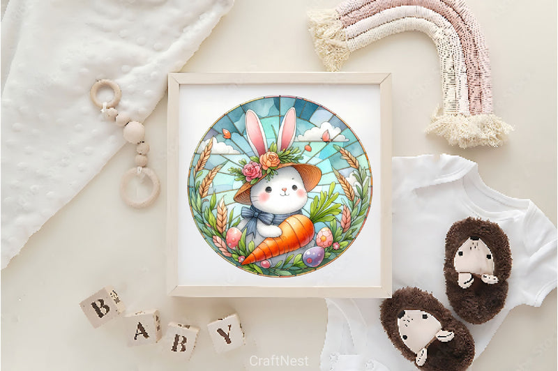 Stained Glass Easter Bunny Clipart Bundle - CraftNest - Digital Crafting and Art