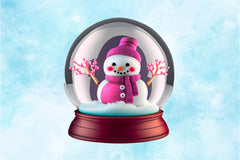 Pink Snowman In Snow Globe Clipart Bundle - CraftNest - Digital Crafting and Art