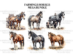 Farming Horses Clipart - CraftNest