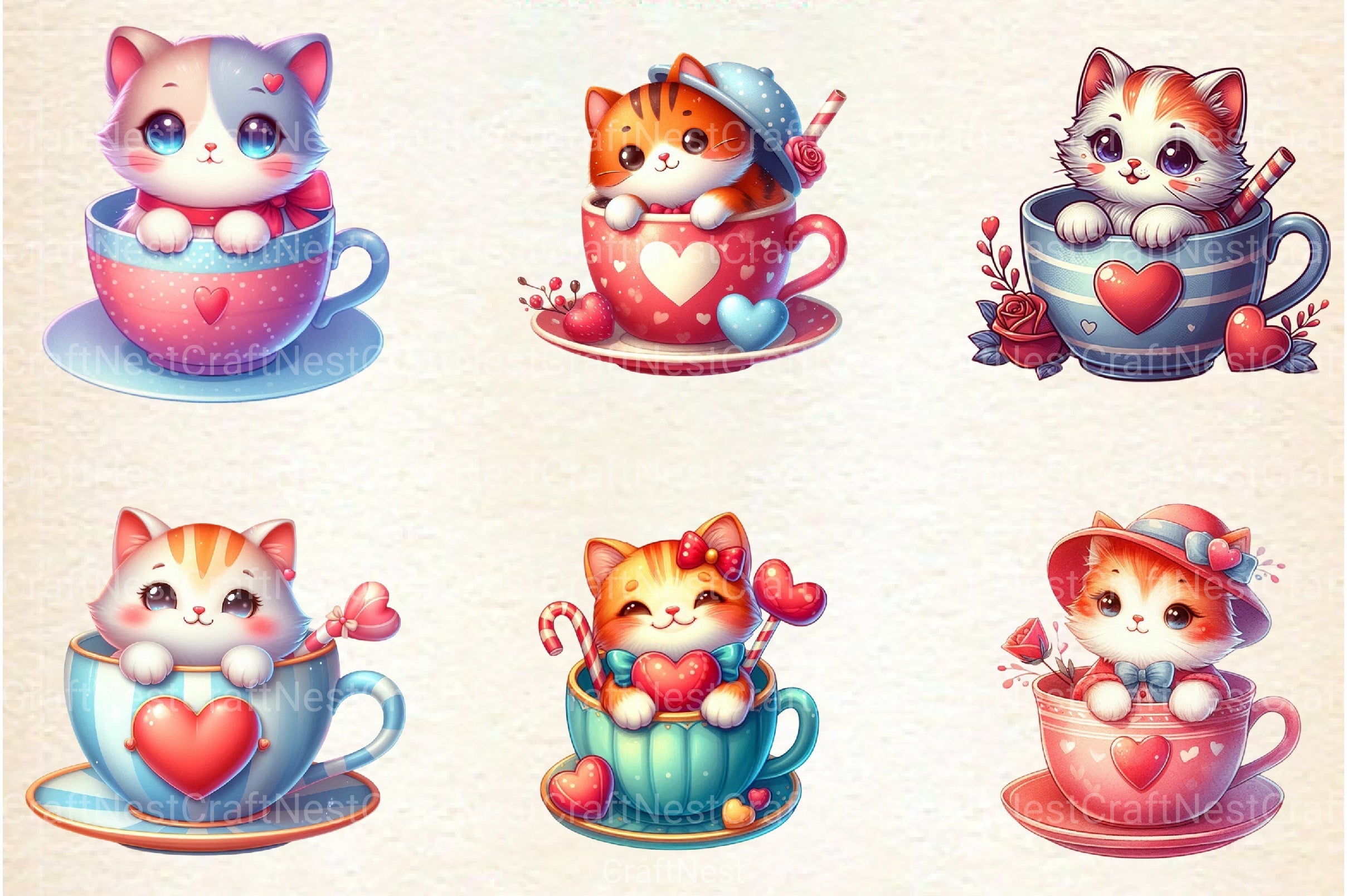 Valentine's Day Cute Cartoon Clipart Bundle - CraftNest - Digital Crafting and Art