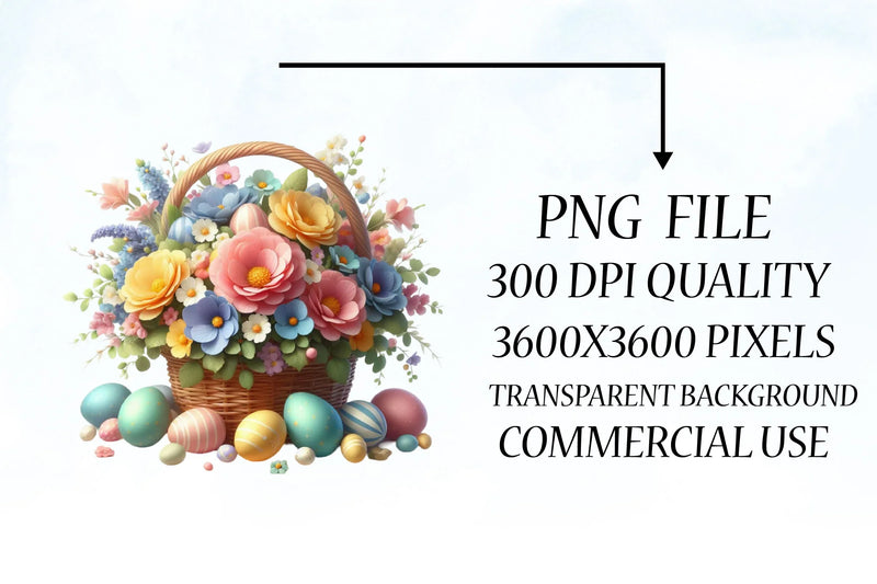 Easter Floral Egg Baskets Clipart Bundle - CraftNest - Digital Crafting and Art