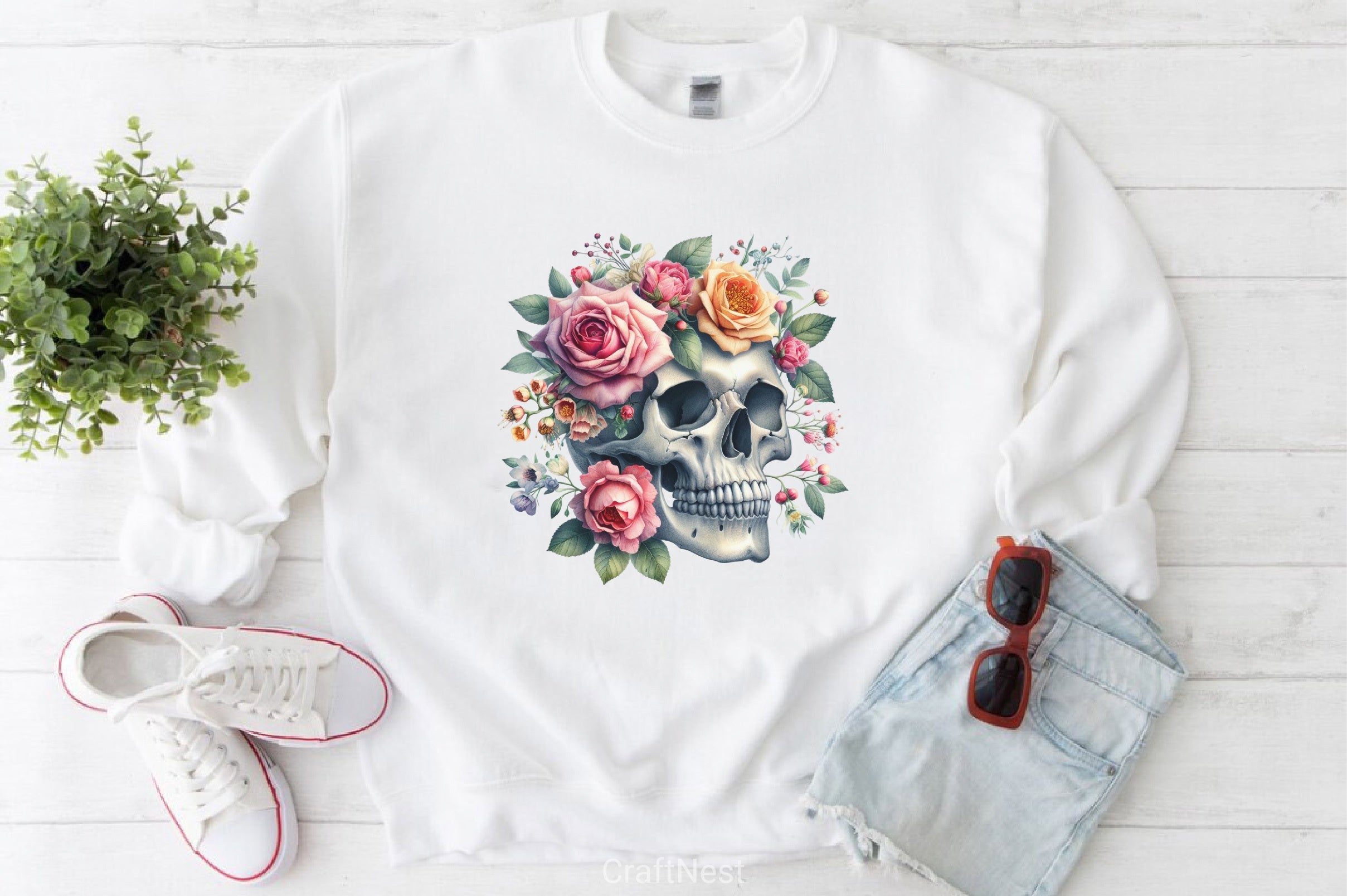 Floral Skulls Clipart Bundle - CraftNest - Digital Crafting and Art