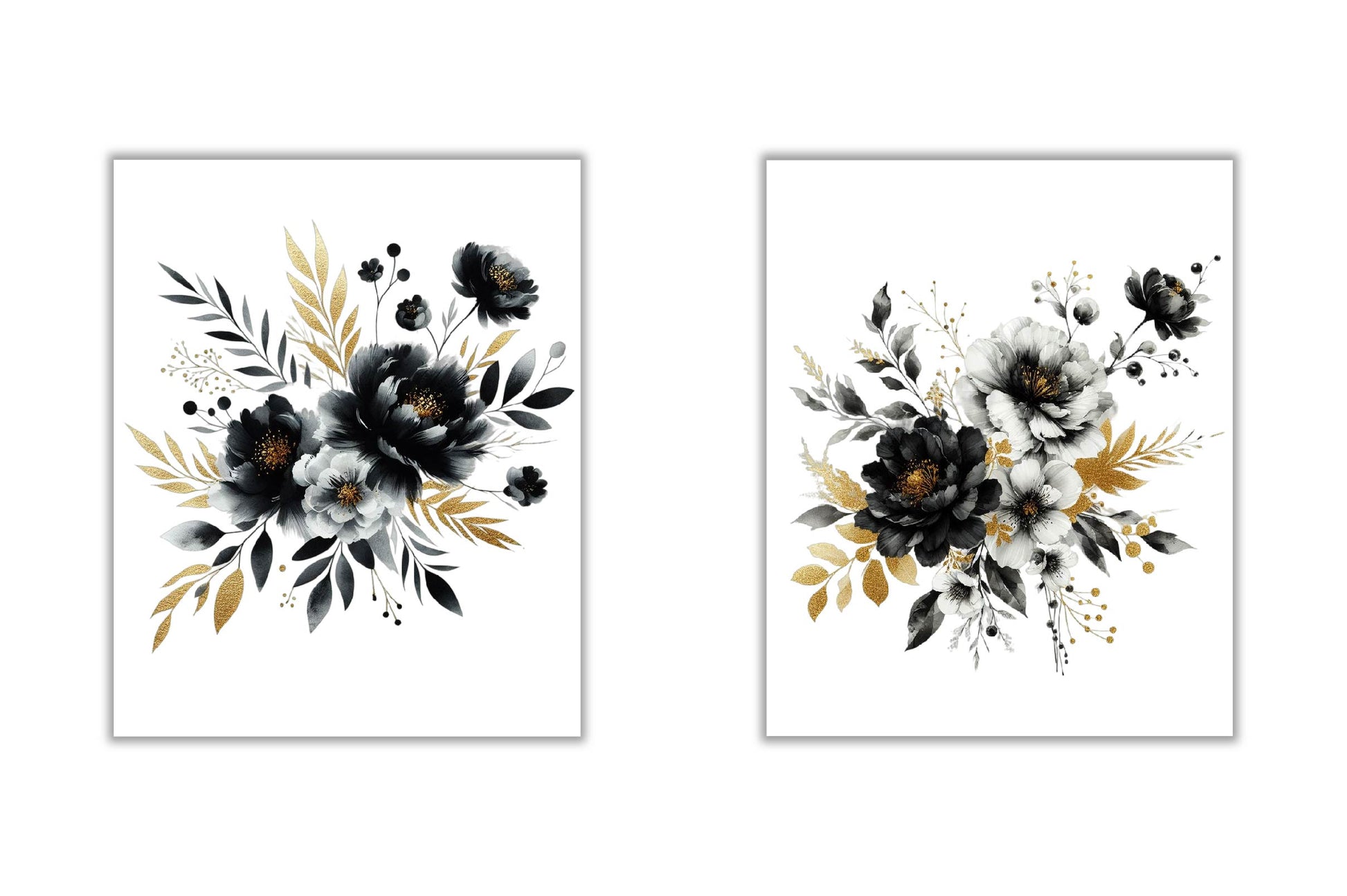 Black White And Gold Flowers Clipart Bundle - CraftNest - Digital Crafting and Art