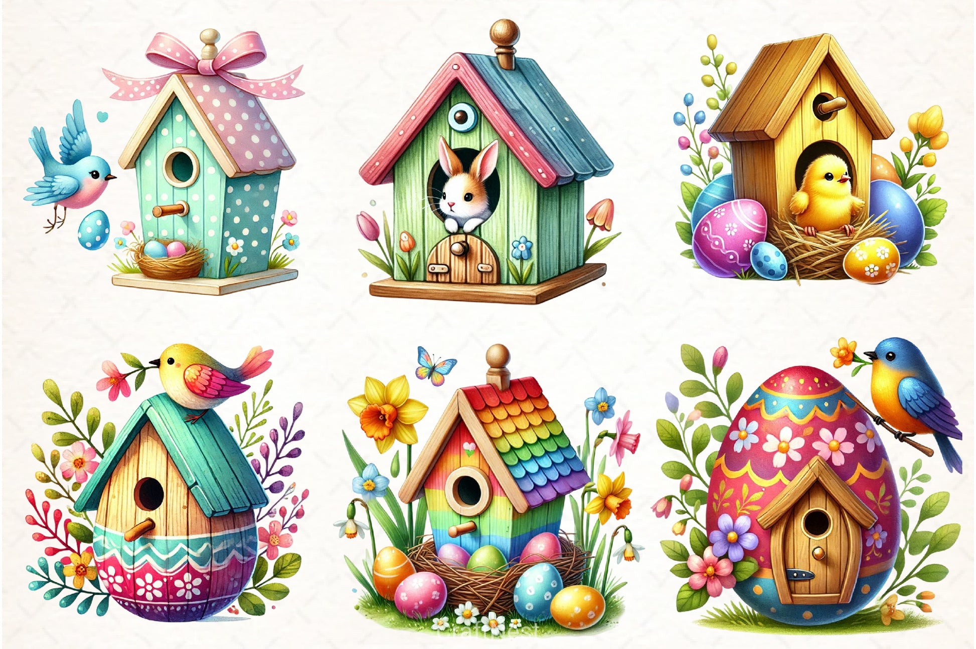 Easter Birdhouse Clipart Bundle - CraftNest - Digital Crafting and Art