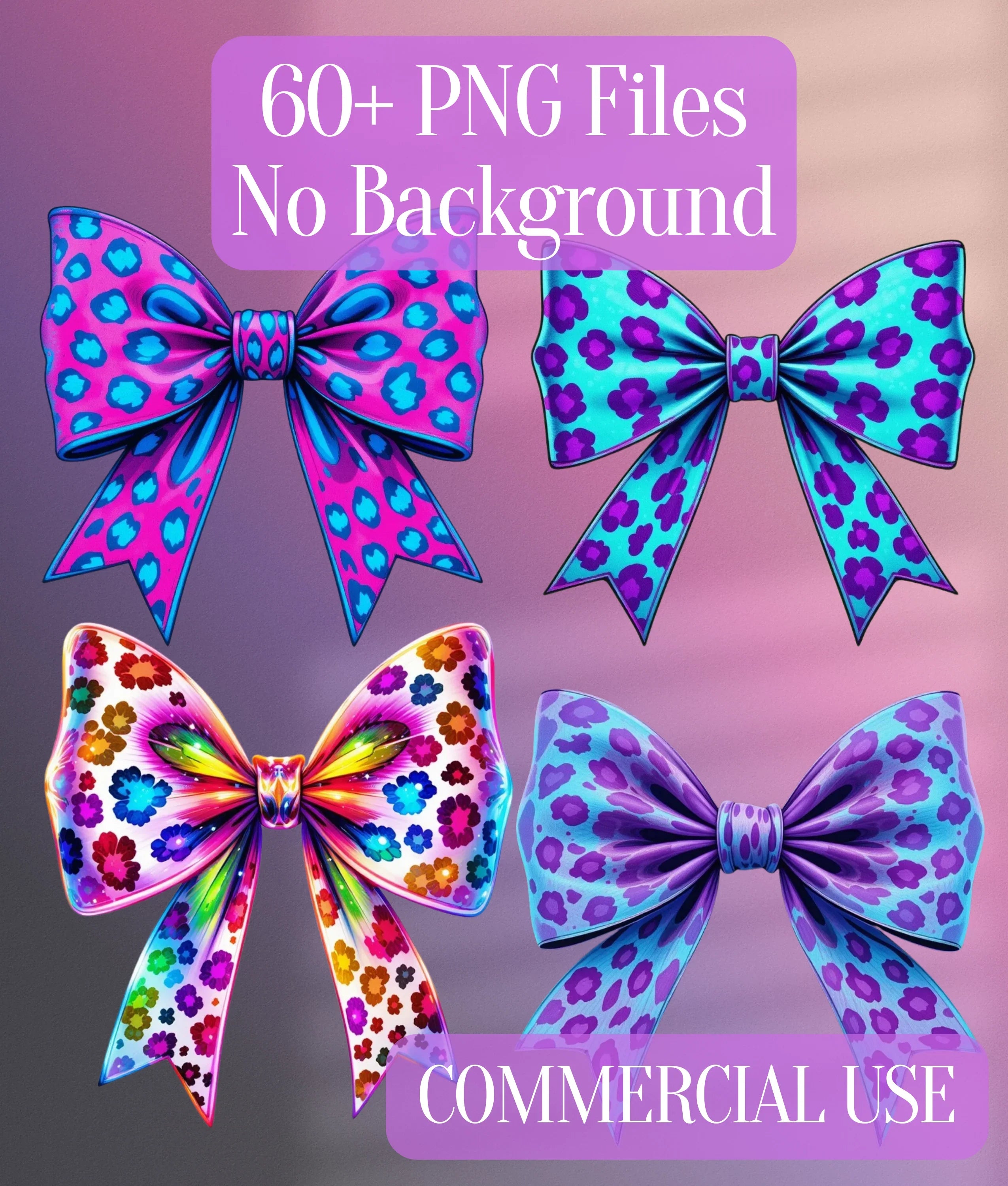 Neon Leopard Print Bow Clipart Bundle - CraftNest - Digital Crafting and Art