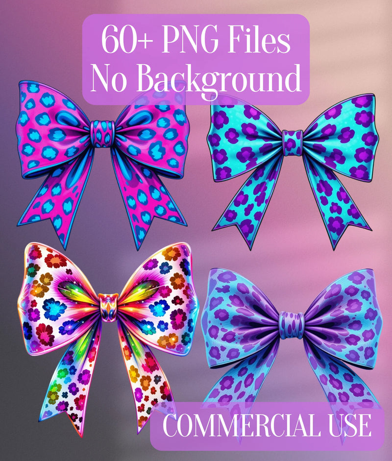 Neon Leopard Print Bow Clipart Bundle - CraftNest - Digital Crafting and Art
