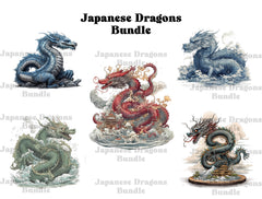 Japanese Art Style Dragons Clipart - CraftNest