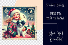Christmas Girl Postage Stamps Clipart Bundle 2 - CraftNest - Digital Crafting and Art
