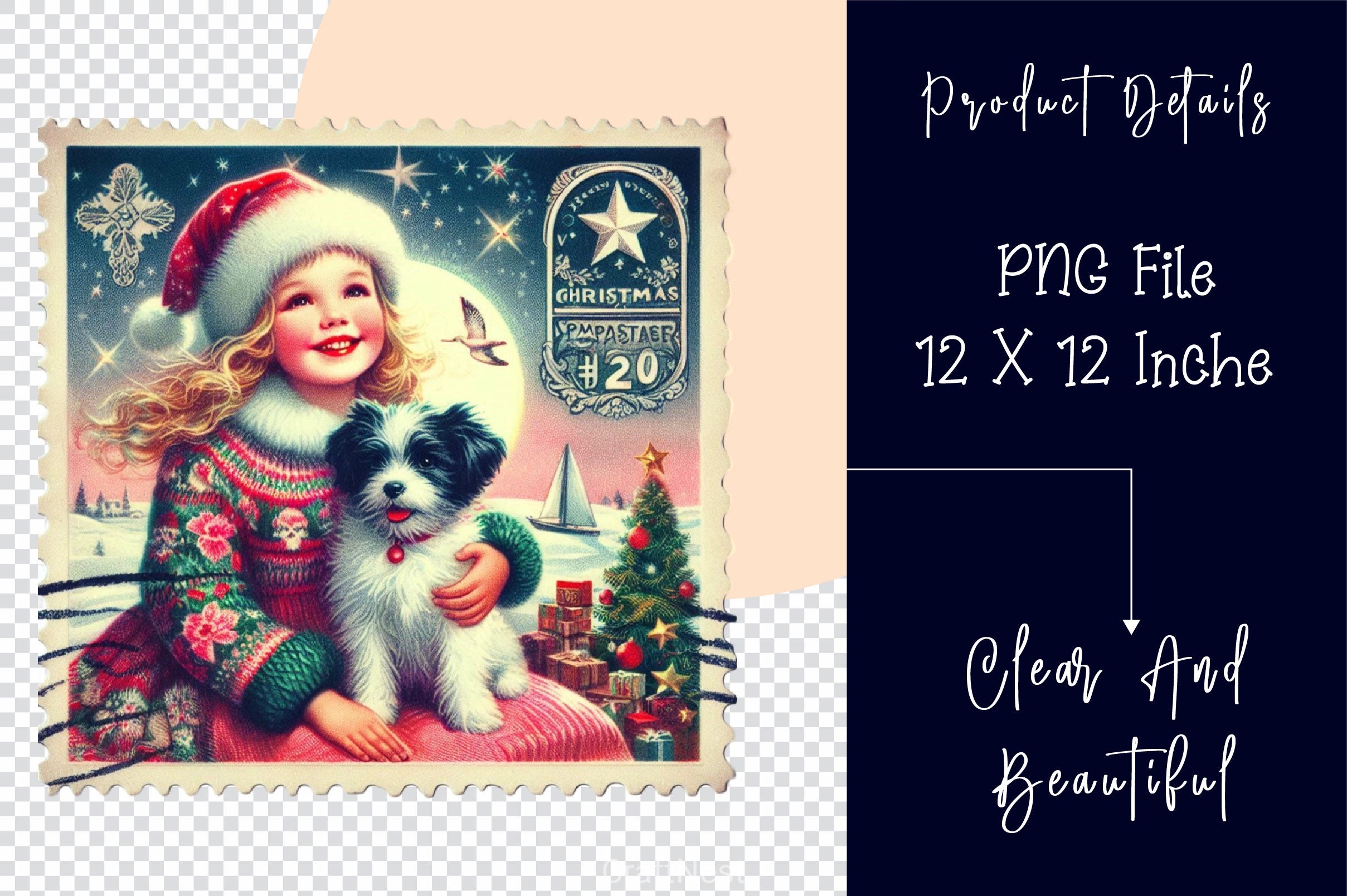 Christmas Girl Postage Stamps Clipart Bundle 2 - CraftNest - Digital Crafting and Art