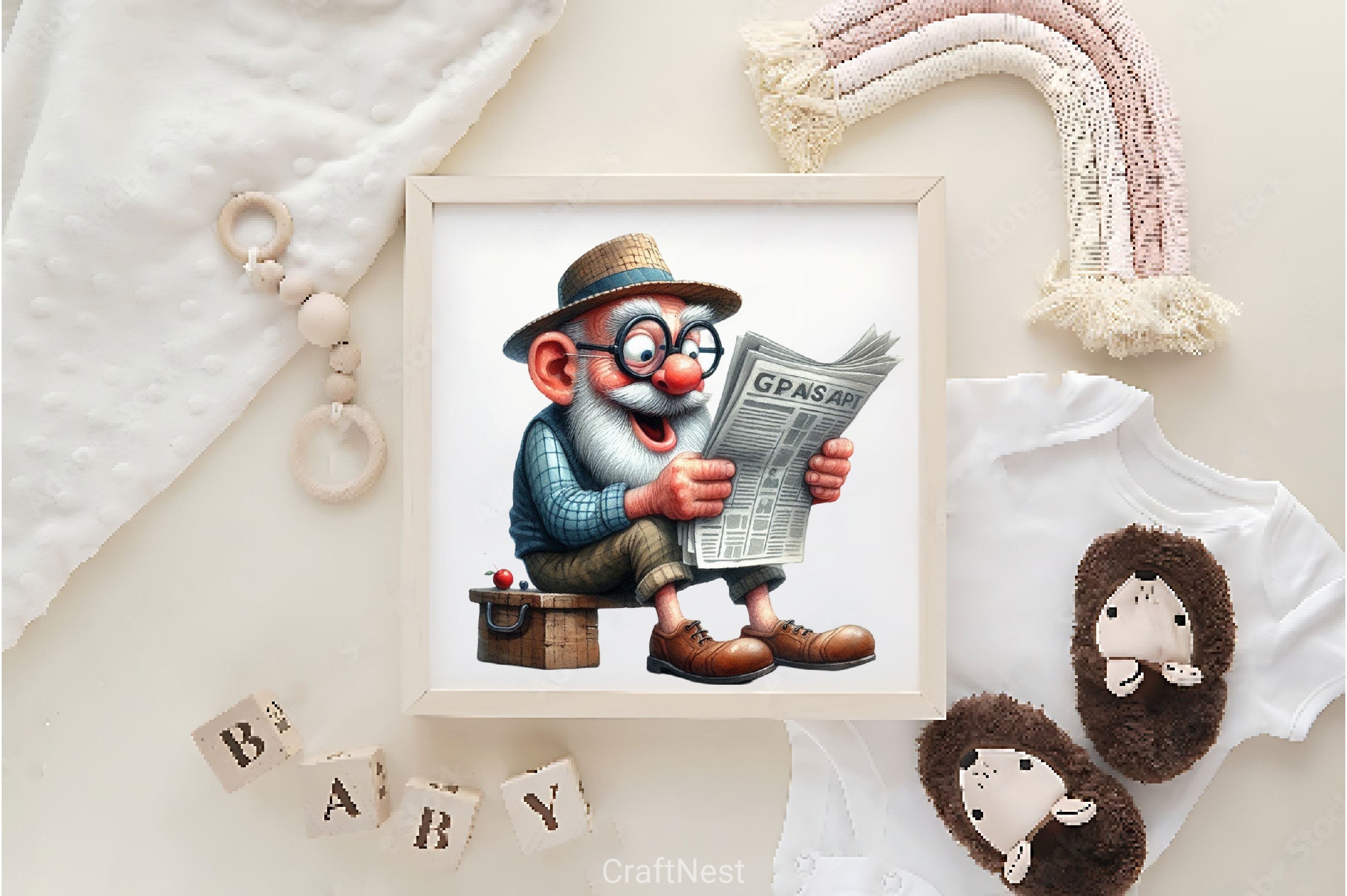 Funny Newspaper Grandpa Clipart Bundle 2 - CraftNest - Digital Crafting and Art