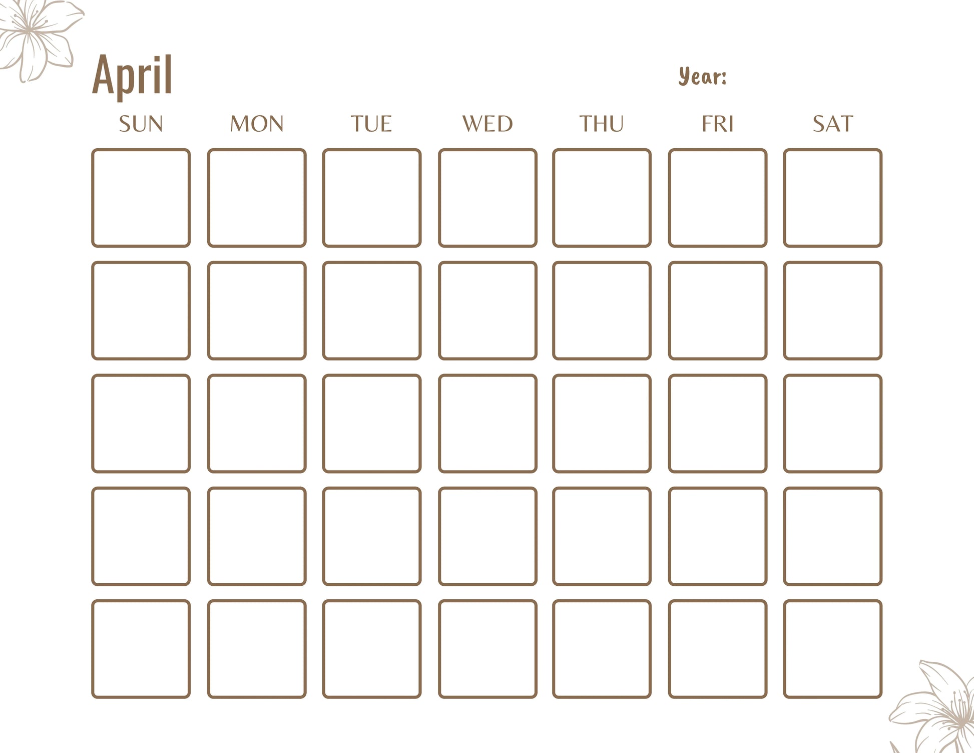 Blank Monthly Calendar KDP Planner - CraftNest - Digital Crafting and Art