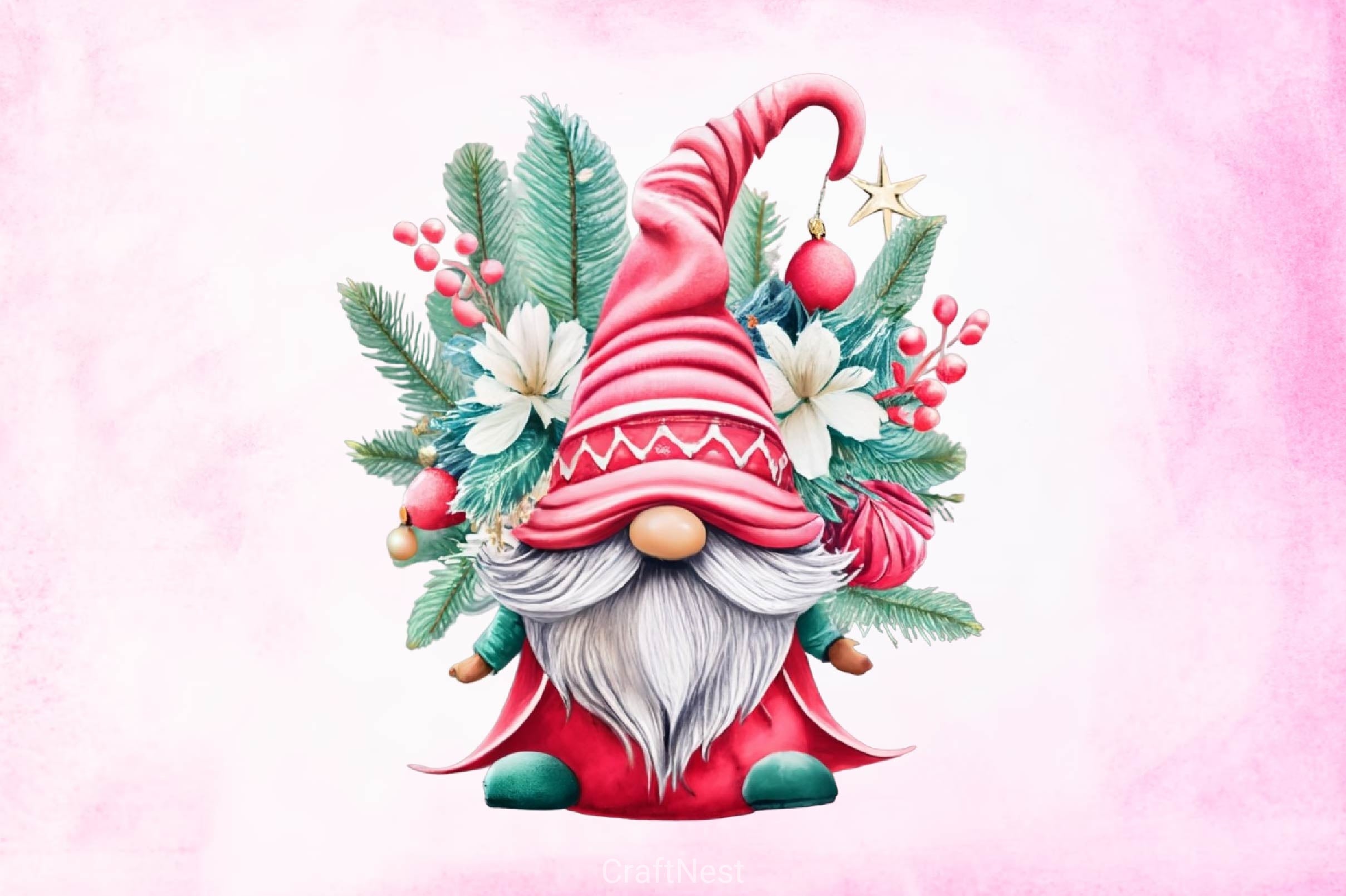 Pink Christmas Gnome Steal Clipart Bundle - CraftNest - Digital Crafting and Art