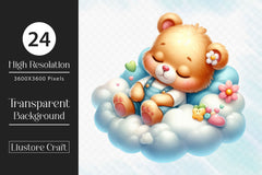 Sleeping Teddy Bear Clipart Bundle - CraftNest - Digital Crafting and Art