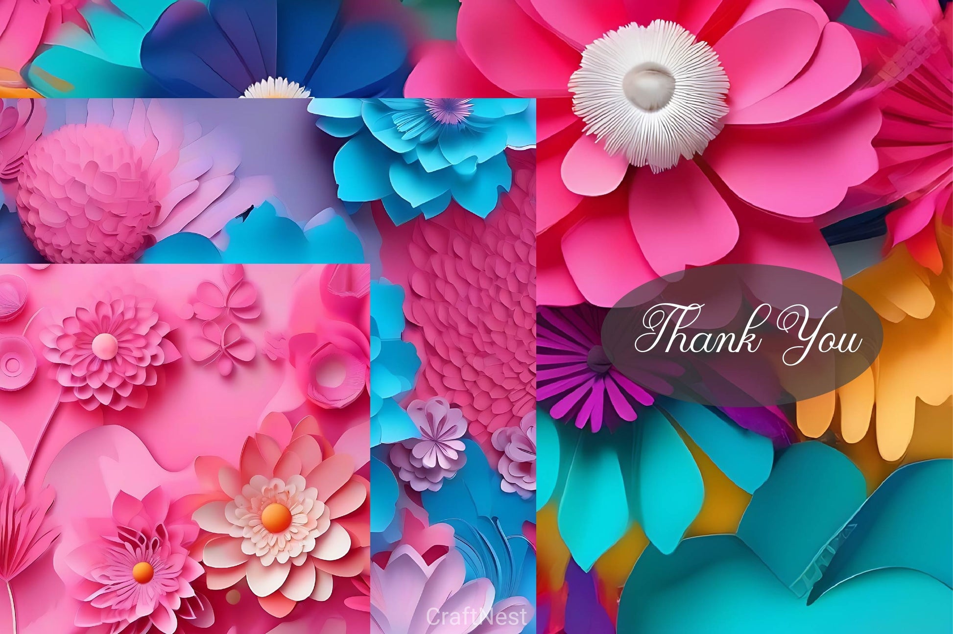 3D Flowers Digital Papers 3 - CraftNest - Digital Crafting and Art