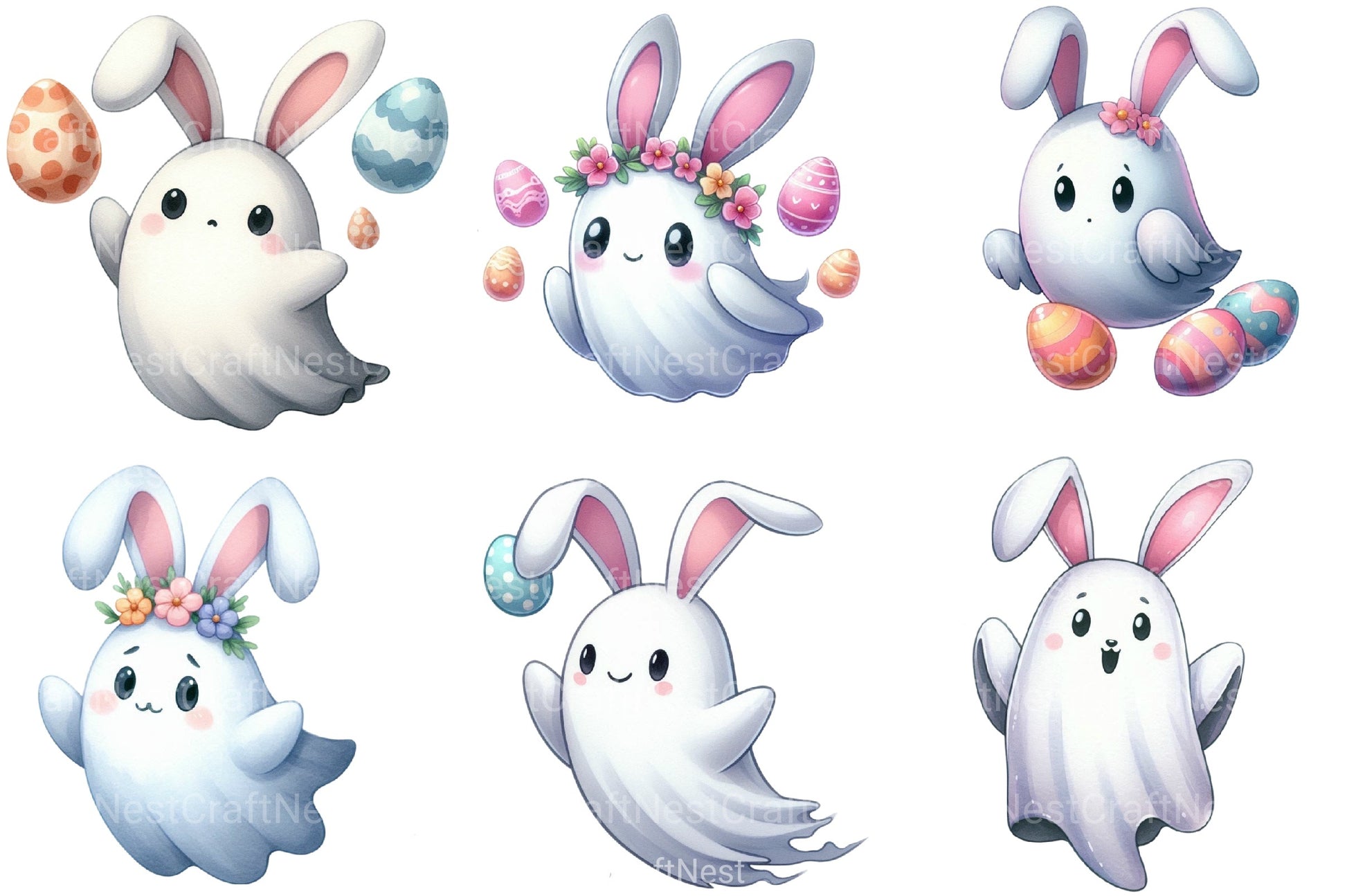 Easter Cute Ghost Clipart Bundle - CraftNest - Digital Crafting and Art