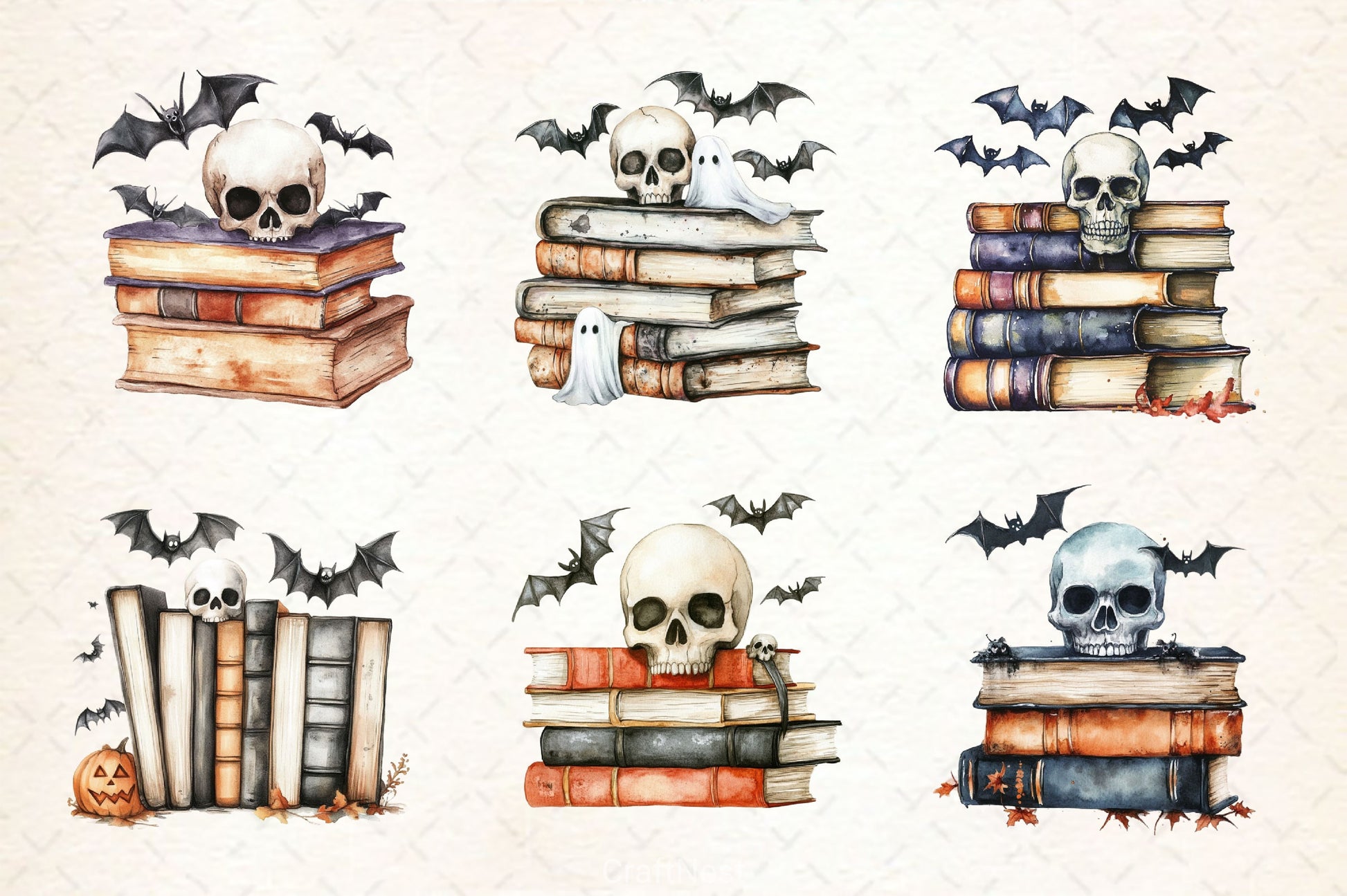 Skull Spell Books Spooky Halloween Copy Clipart Bundle - CraftNest - Digital Crafting and Art